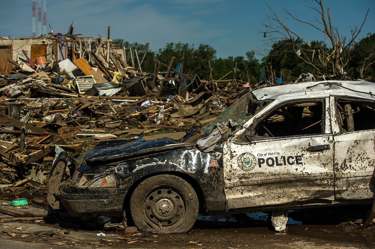destroyed police car after PTSD episode