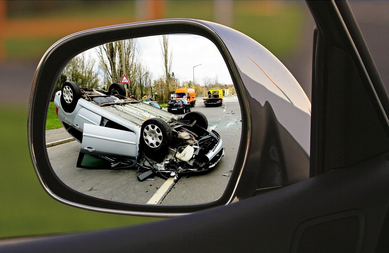 1 car flipped over after terrible crash