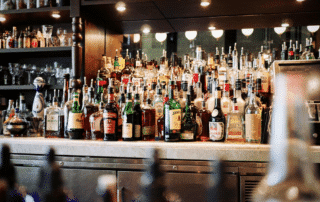 bottles of alcohol on bar